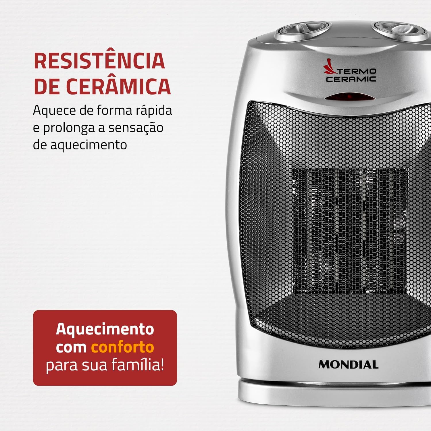 Aquecedor Mondial Termo Ceramic A-05 1500W 110V Preto e Prata — foto 3