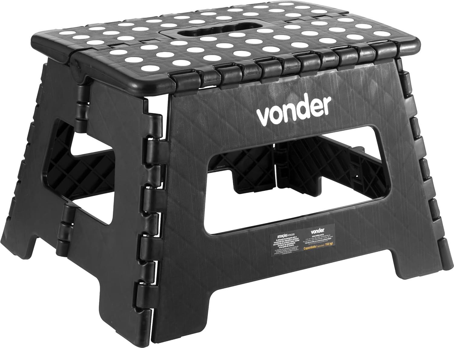 Banqueta Dobrável Antiderrapante Vonder Plástico Preta 220mm