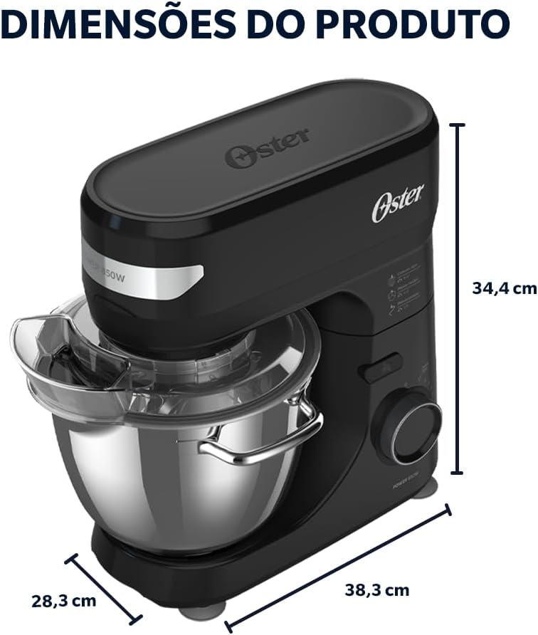 Batedeira Planetária Oster 850W Inox 4L com 3 Batedores — foto 2