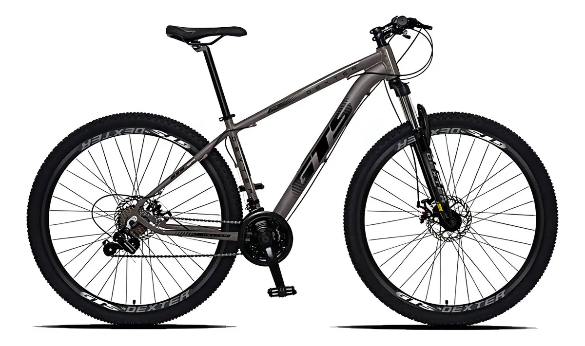 Bicicleta GTS Dexter Aro 29 24 Marchas Freio a Disco Grafite e Preto Quadro 21