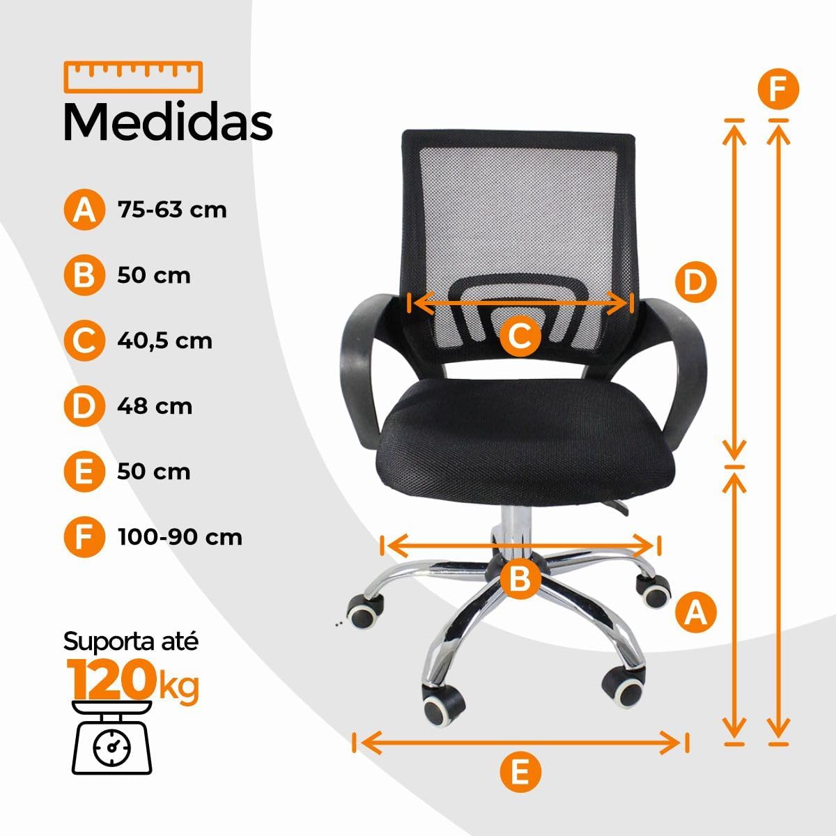 Cadeira Ergonômica Giratória com Tela Mesh - Ajuste de Altura — foto 2