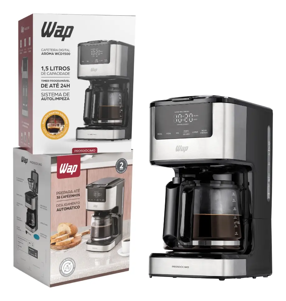 Cafeteira Elétrica WAP Aroma Digital Programável 1,5L