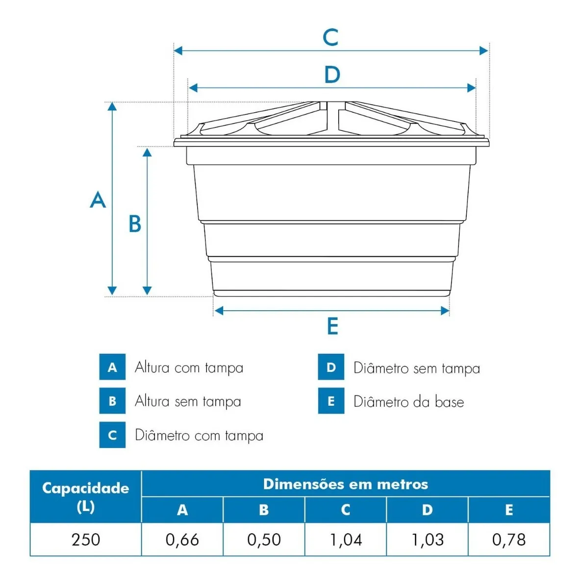Caixa d'água Fortlev Vertical Polietileno 250L Azul — foto 3
