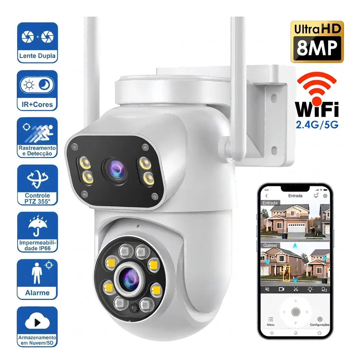 Câmera de Vigilância Externa MVPsmart DQ8 - Full HD com Áudio Bidirecional