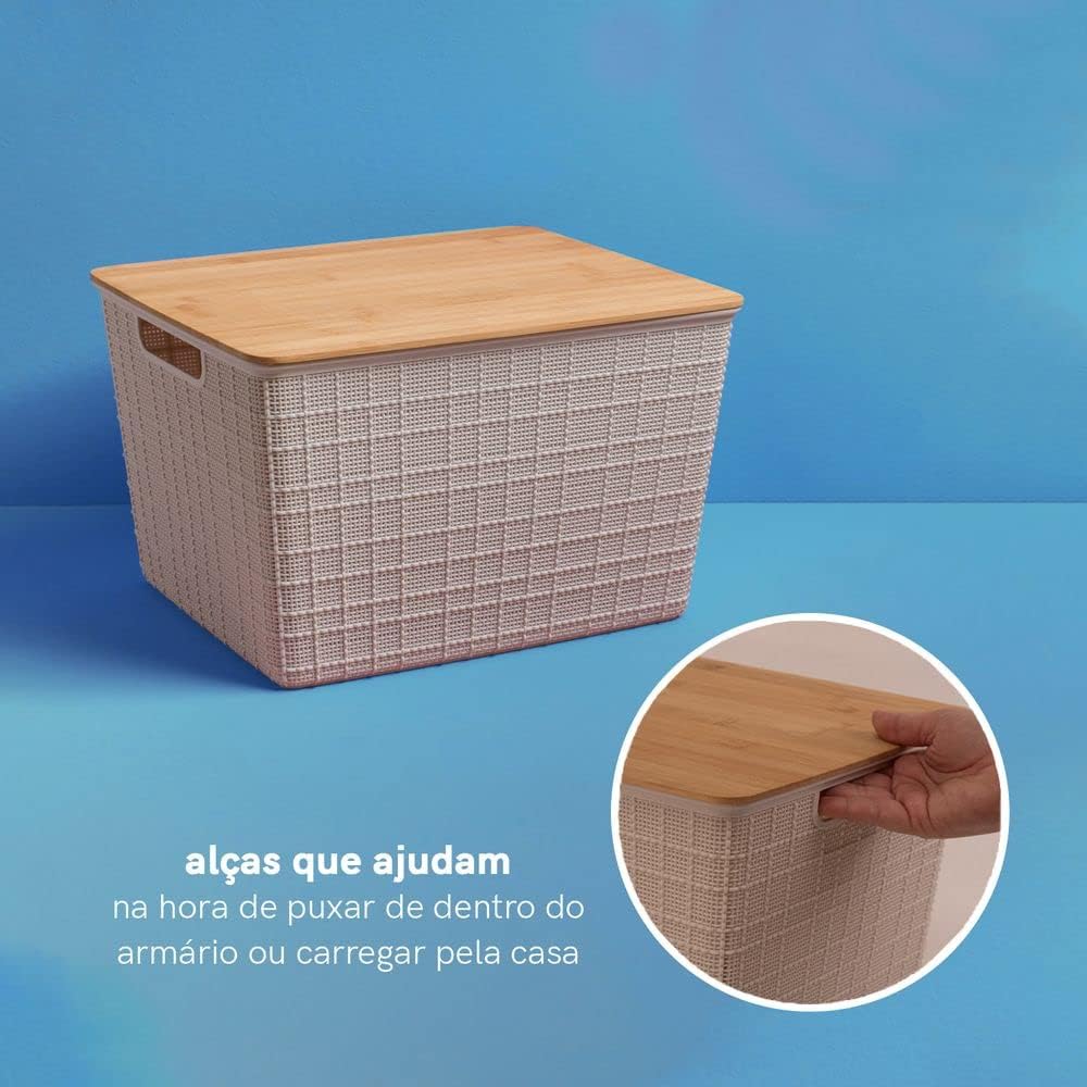 Cesto Organizador Multiuso com Tampa de Bambu — foto 5