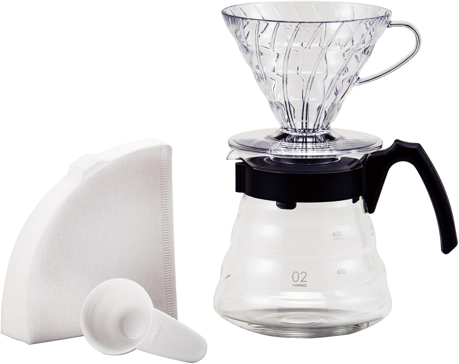 Conjunto Kit V60 Hario para Preparar Café - Acrílico Transparente