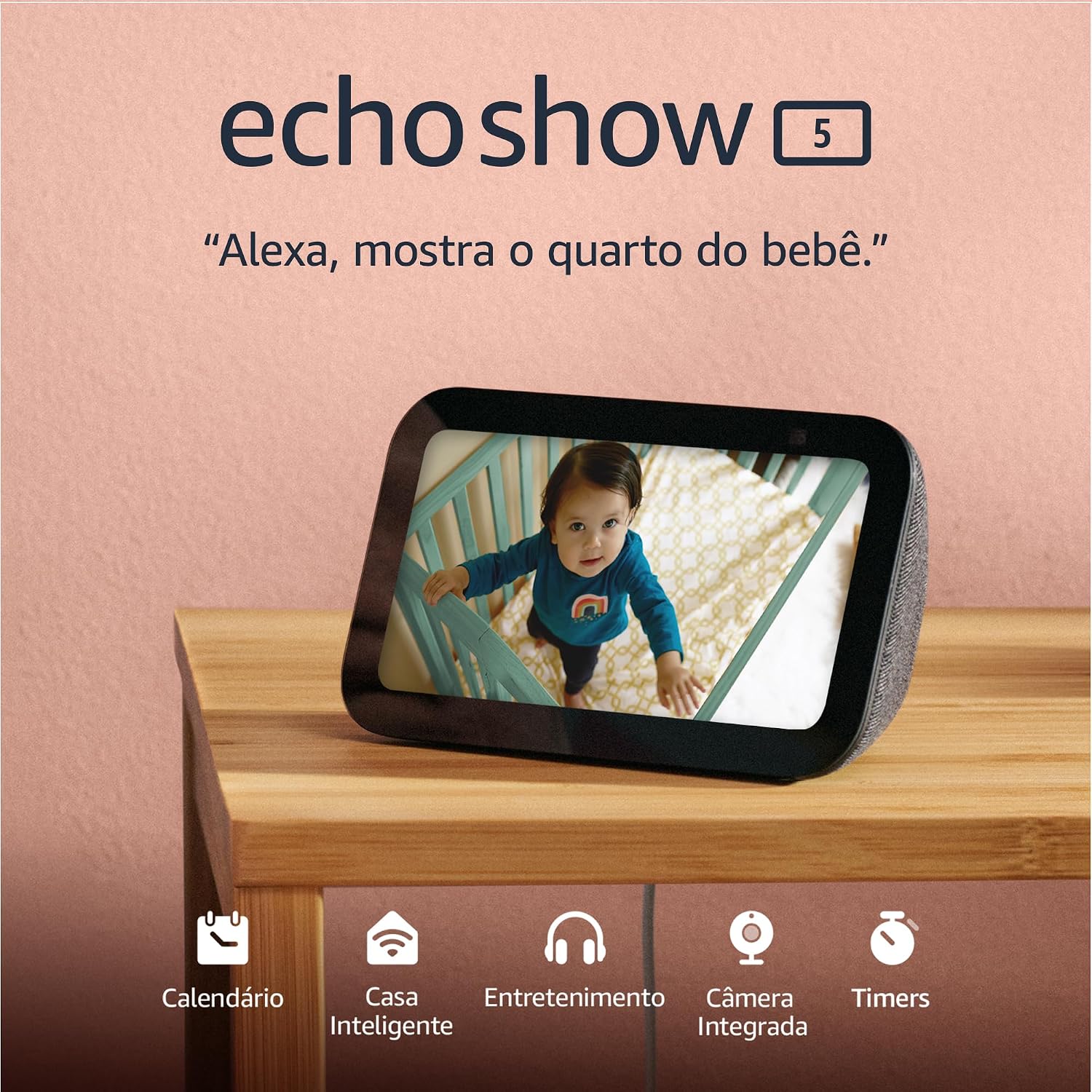 Amazon Echo Show 5 - Smart Display com Alexa e Câmera Integrada - Cor Preta