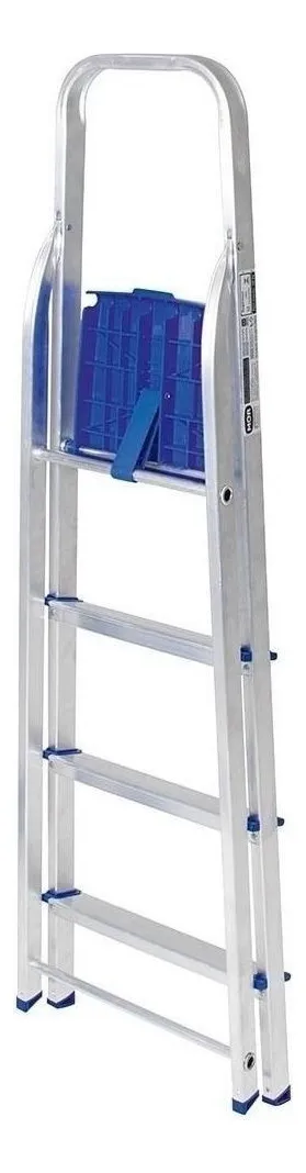 Escada de Alumínio Mor 5102 - 4 Degraus Prateado/Azul — foto 2
