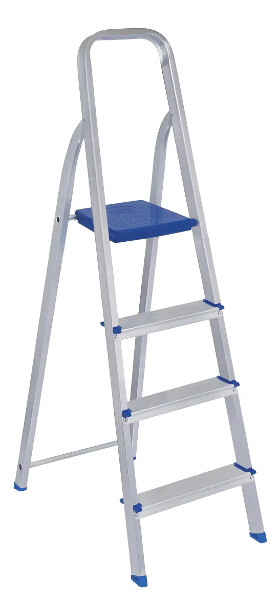 Escada de Alumínio Mor 5102 - 4 Degraus Prateado/Azul