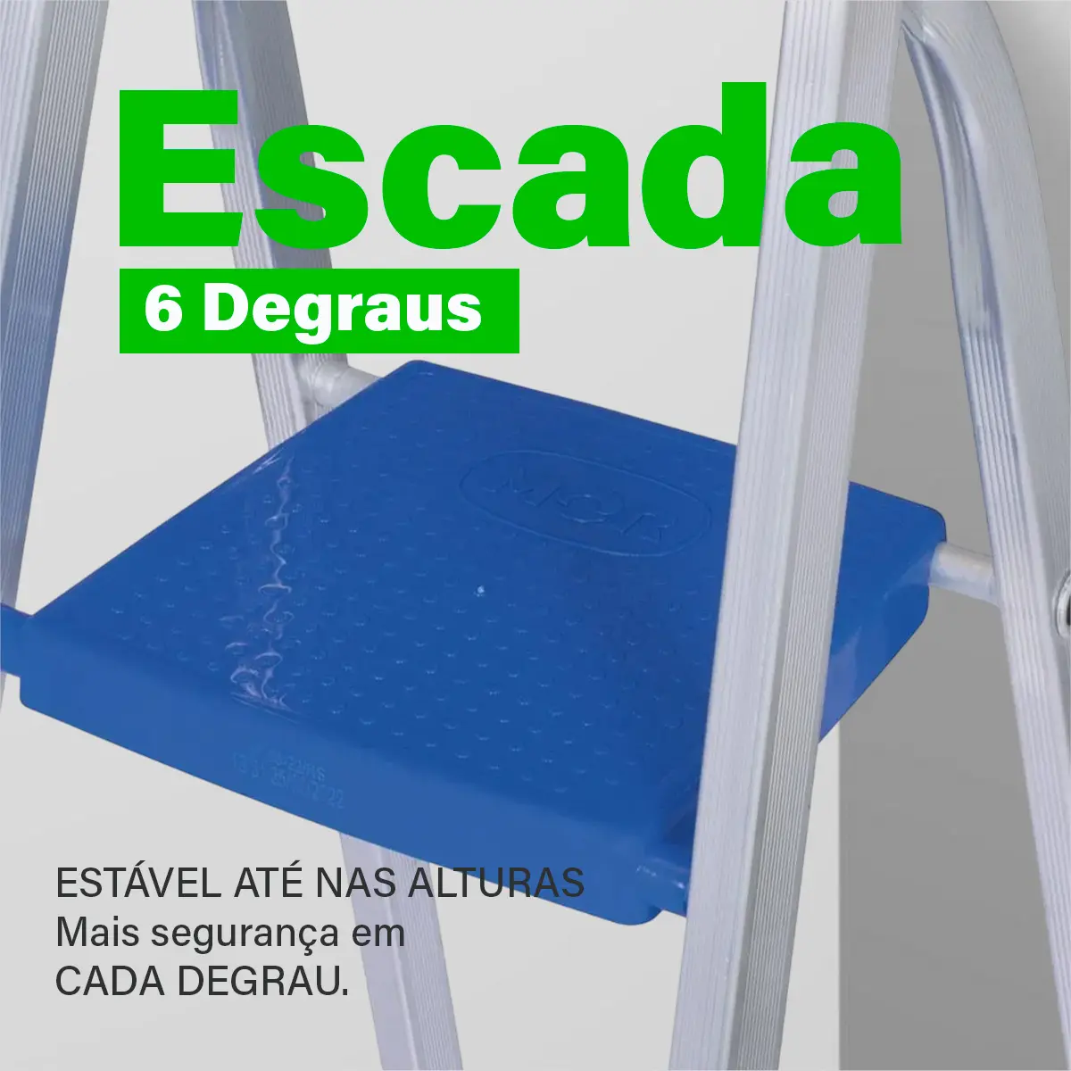 Escada de Alumínio Mor 6 Degraus Dobrável Prateada e Azul — foto 4