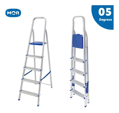 Escada Doméstica em Alumínio 5 Degraus Mor 5103 — foto 2