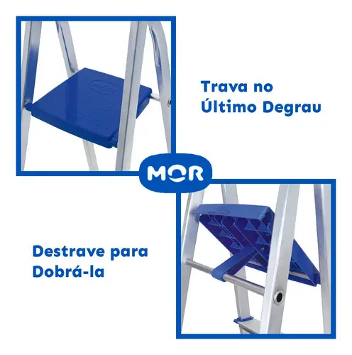 Escada Doméstica em Alumínio 5 Degraus Mor 5103 — foto 3