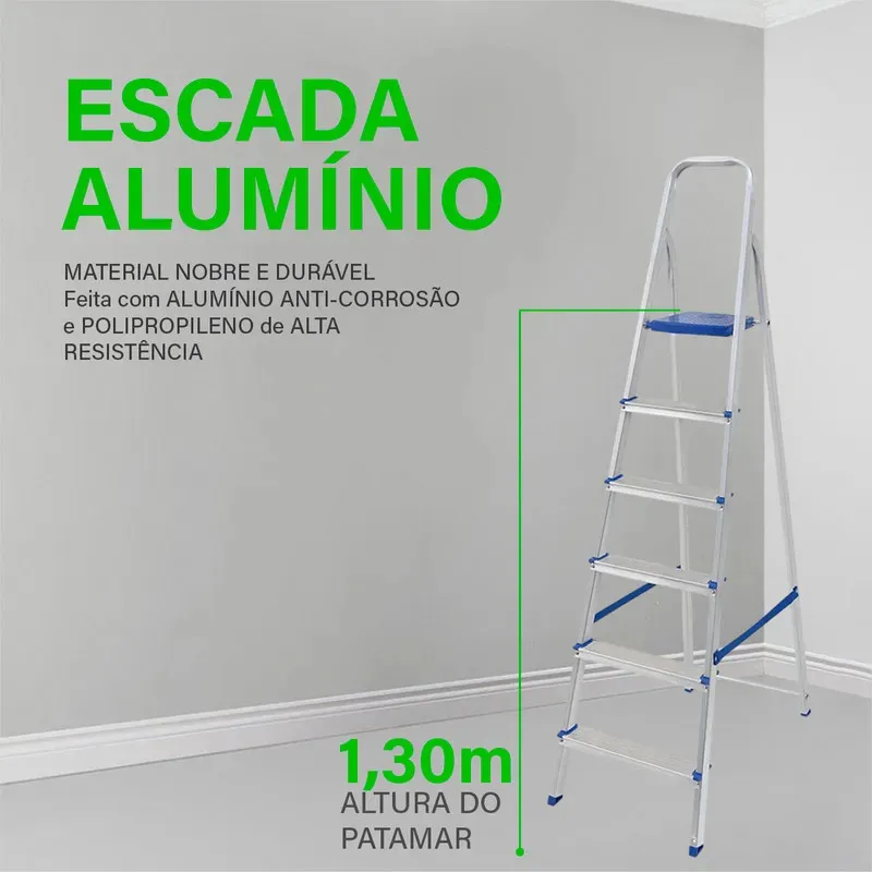 Escada Mor Dobrável 6 Degraus Alumínio — foto 2