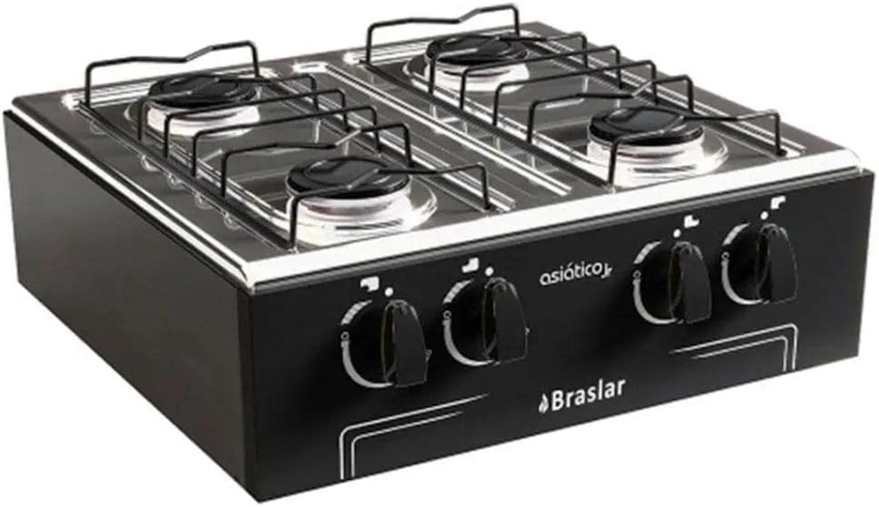 Fogão de Mesa Braslar Asiático 4 Bocas Junior Branco Inox