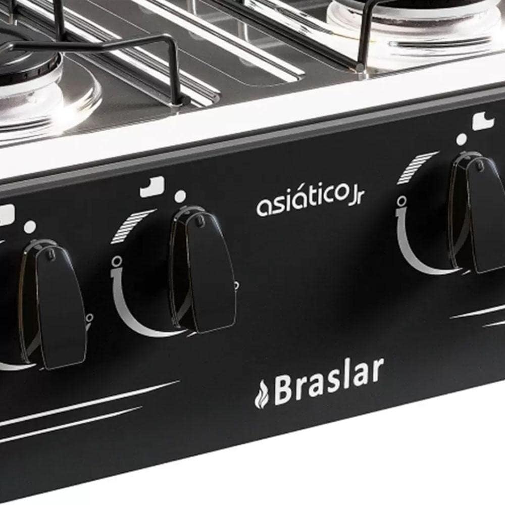 Fogão de Mesa Braslar Asiático 4 Bocas Junior Branco Inox — foto 4