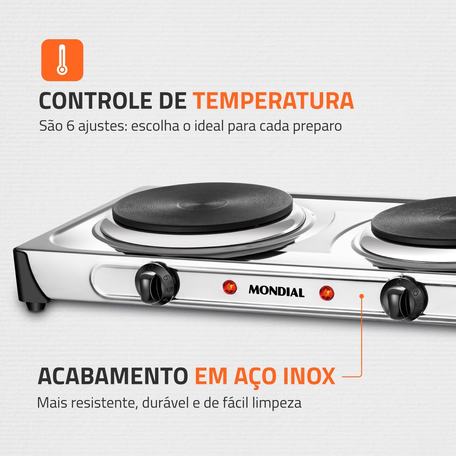 Fogareiro Elétrico Duplo FE-03 Mondial 2000W Portátil — foto 4