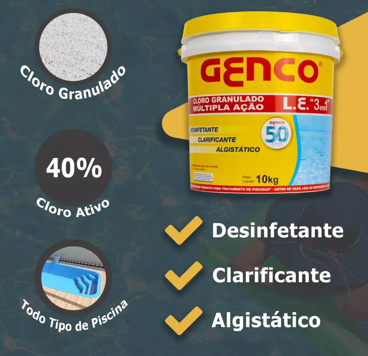 Genco Balde 3 em 1 10kg para Tratamento de Piscinas — foto 4