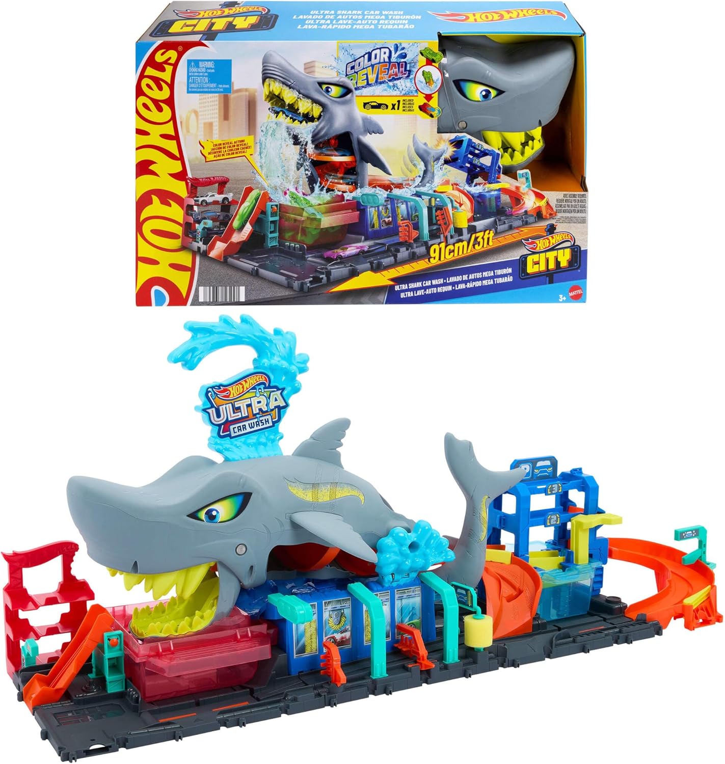 Hot Wheels Lava-Rápido Mega Tubarão - Mudança de Cor