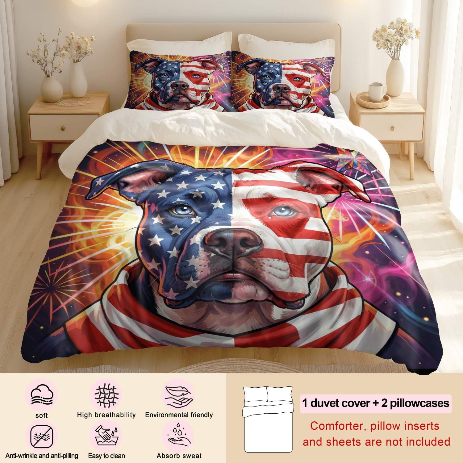 Jogo de Cama Patriótico Bandeira Americana 3 Peças — foto 3