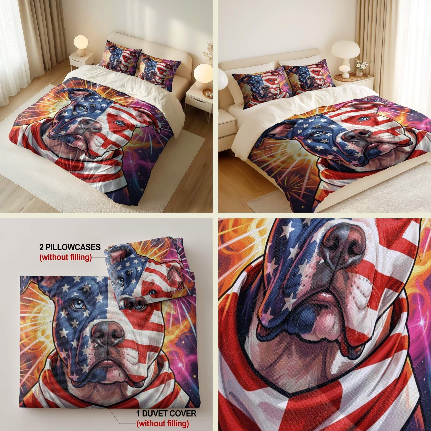 Jogo de Cama Patriótico Bandeira Americana 3 Peças — foto 2