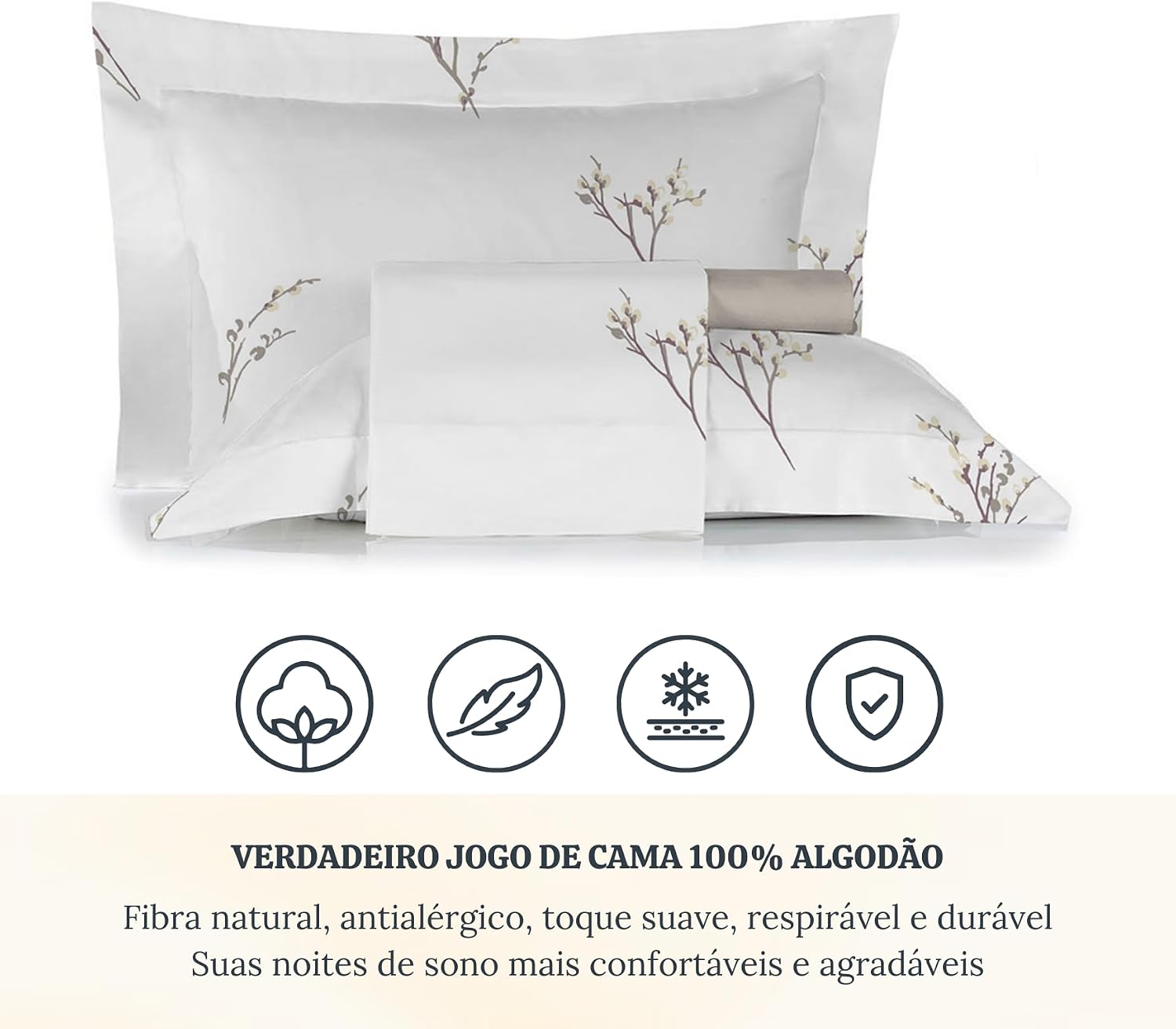 Jogo de Cama Percal 100% Algodão Antialérgico 300 Fios — foto 2