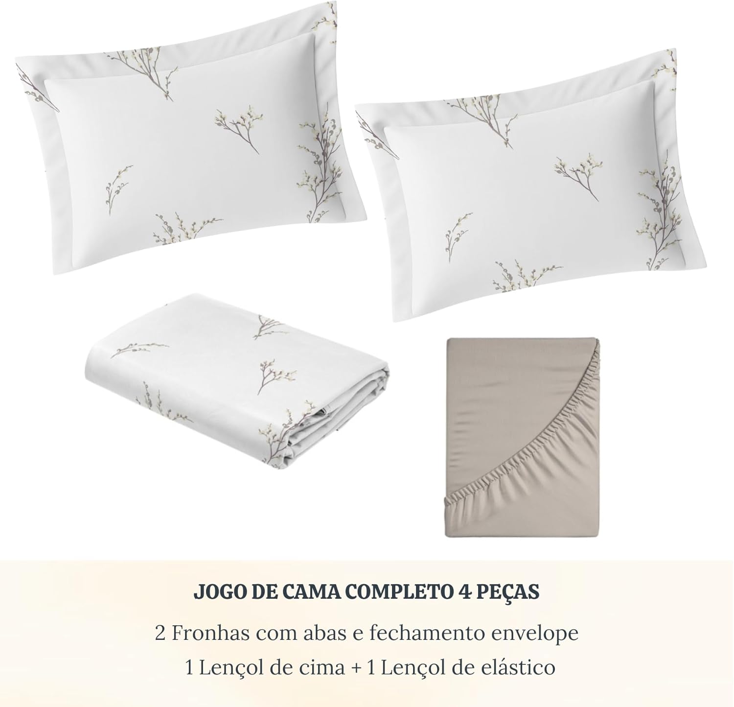 Jogo de Cama Percal 100% Algodão Antialérgico 300 Fios — foto 3