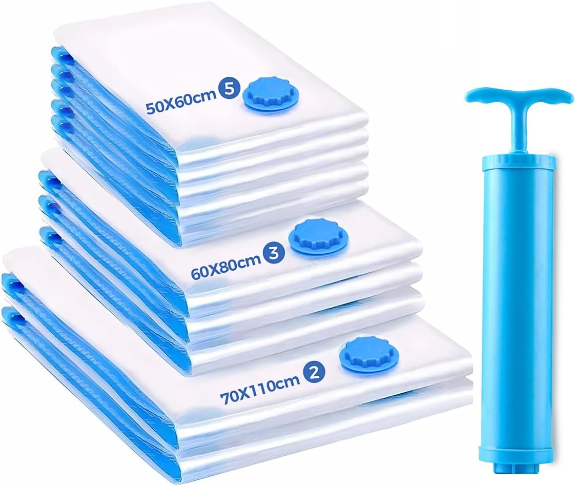 Kit de 10 Sacos de Armazenamento a Vácuo - 3 Tamanhos