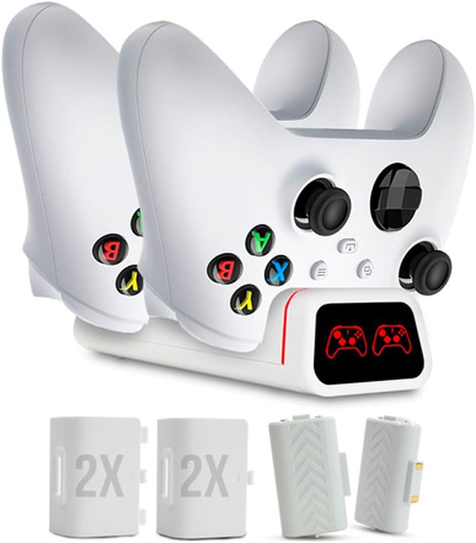 Kit Carregador Duplo com 2 Baterias Recarregáveis 800mAh para Xbox One e Series