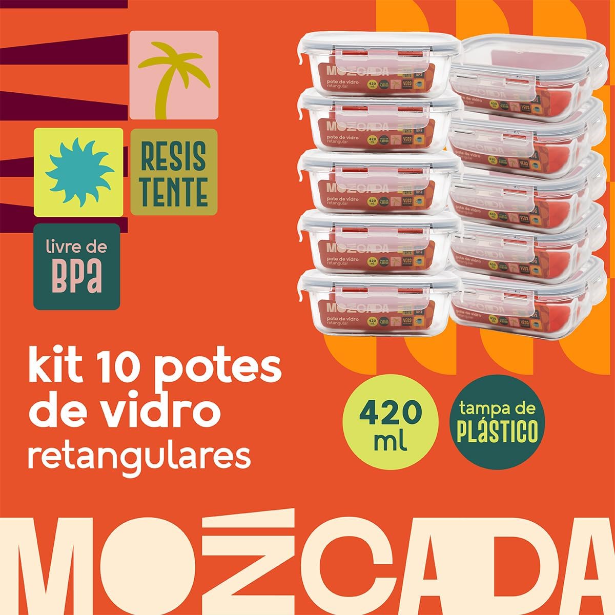 Kit de Potes Herméticos de Vidro Borossilicato para Alimentos — foto 3