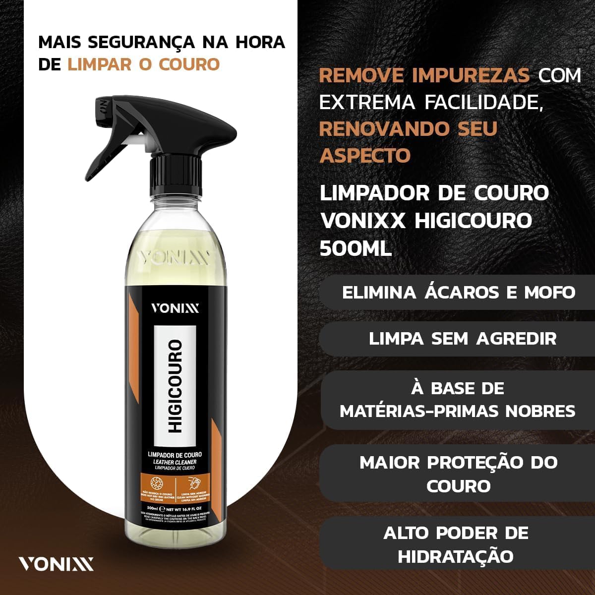 Kit Vonixx Higicouro e Hidracouro para Couro Automotivo 500ml — foto 3