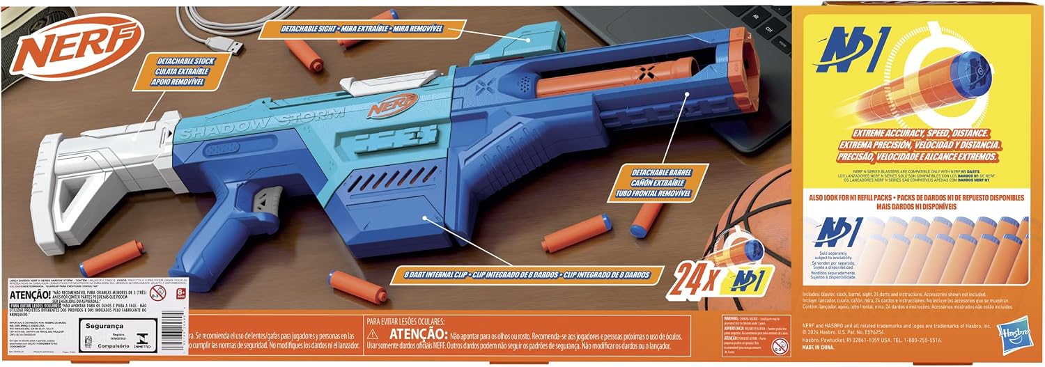 Lançador Nerf N Series Shadow Storm com Apoiador Removível e 24 Dardos — foto 6