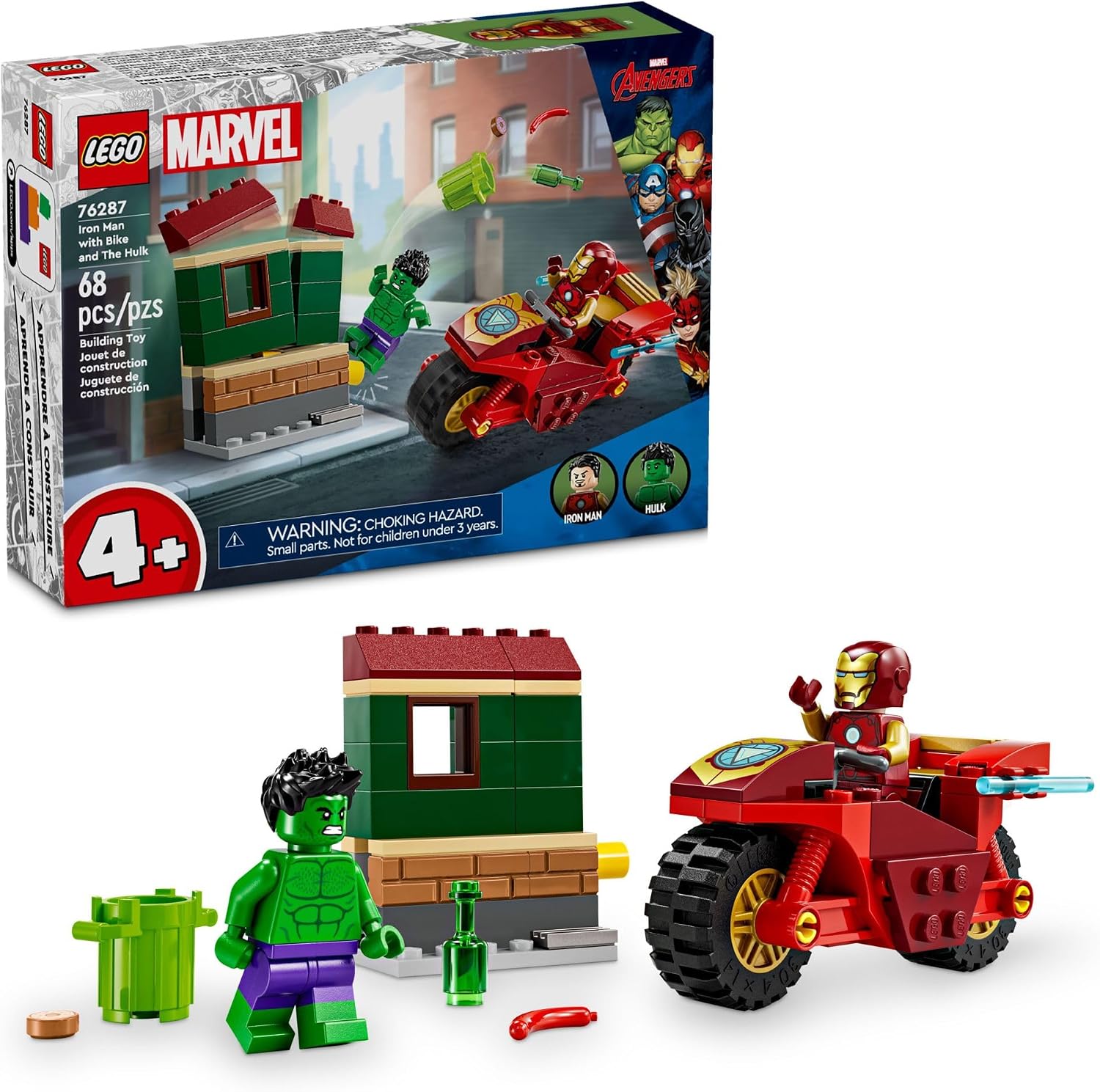 LEGO Marvel Homem de Ferro com Motocicleta e Hulk - 76287