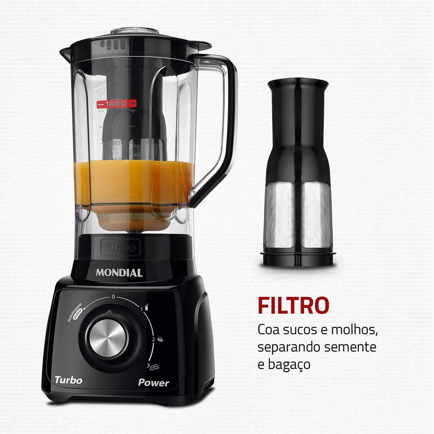 Liquidificador Mondial Turbo Power L-99-FB 550W 2,2L 3 Velocidades e Pulsar — foto 4