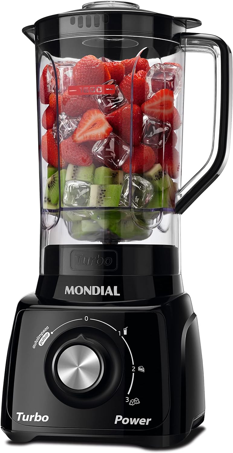 Liquidificador Mondial Turbo Power L-99-FB 550W 2,2L 3 Velocidades e Pulsar