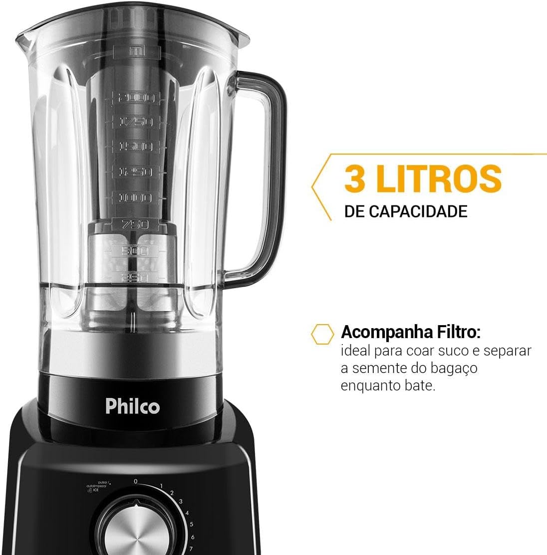 Liquidificador Philco PH900 3L Preto 110V — foto 3