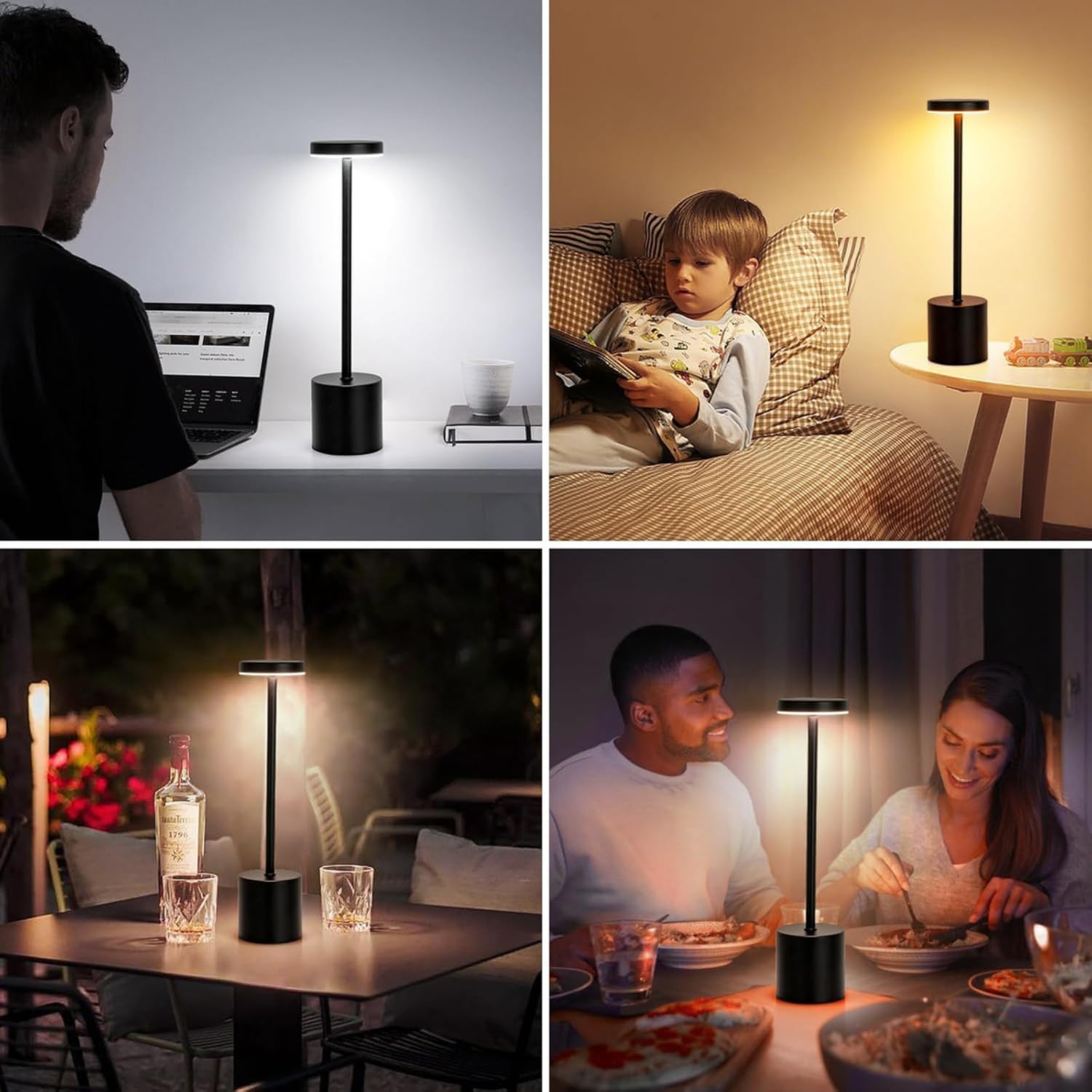 Luminária de Mesa Touch LED Recarregável com 3 Modos de Luz - Preto e Branco — foto 7