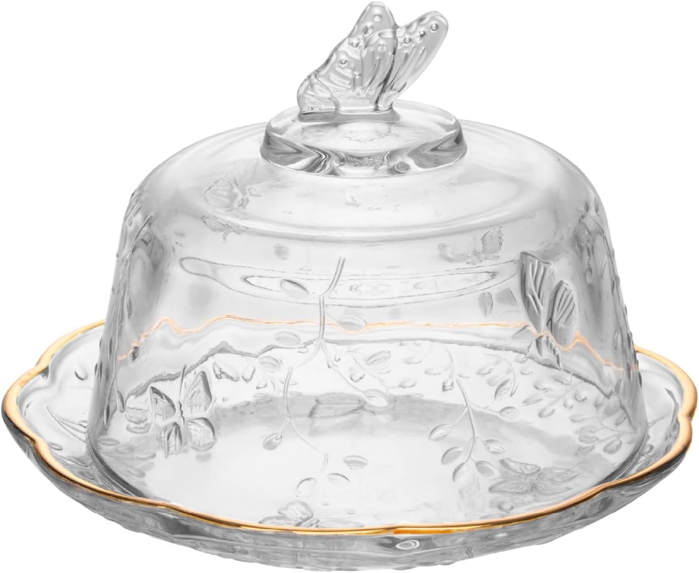 Queijeira com Tampa Lyor New Butterfly 19,5cm x 12,5cm Cristal Ecológico