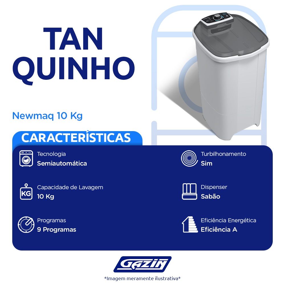 Tanquinho Newmaq 10kg Semiautomático com Big Dispenser — foto 3