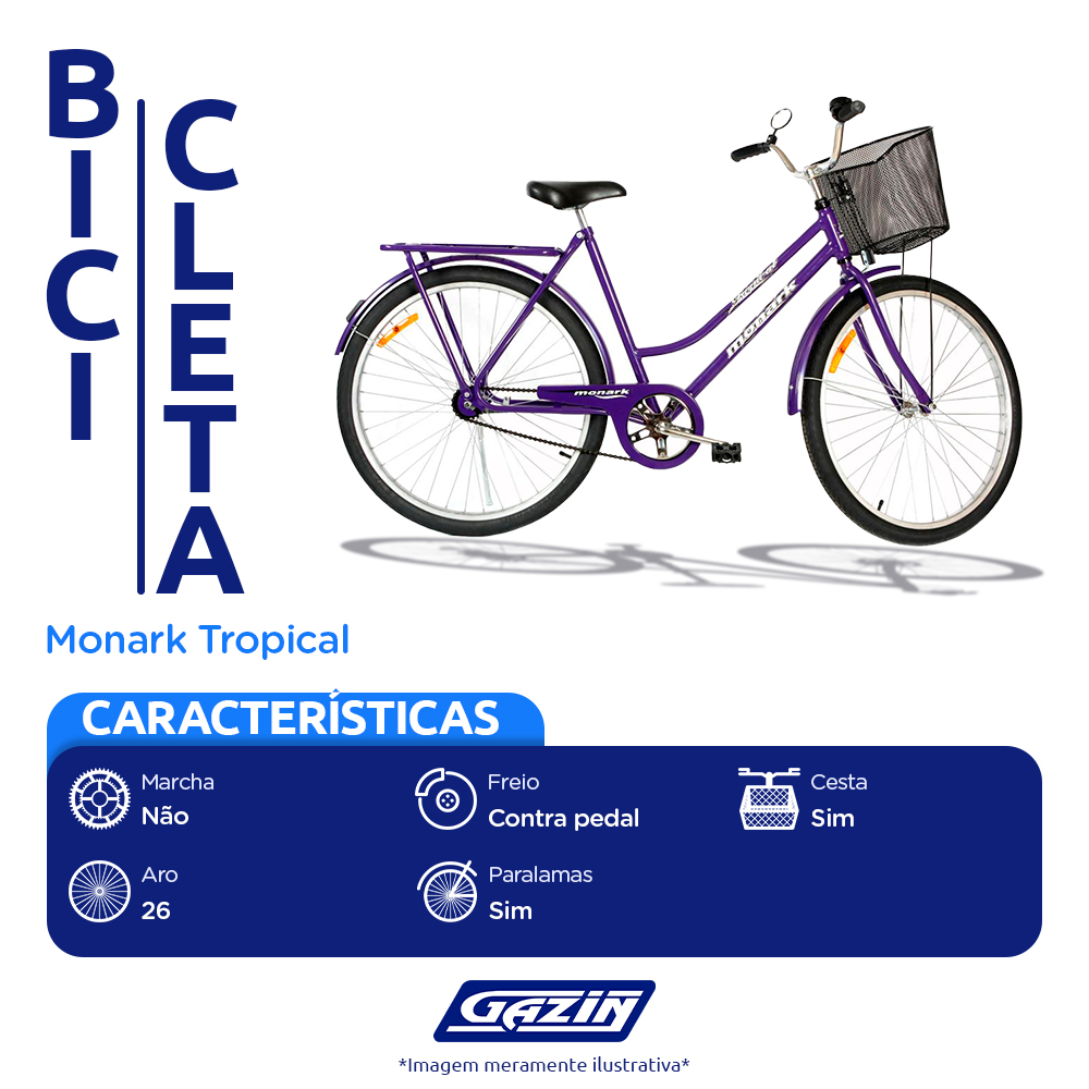 Bicicleta Aro 26 Monark Tropical Freio Contra Pedal — foto 3