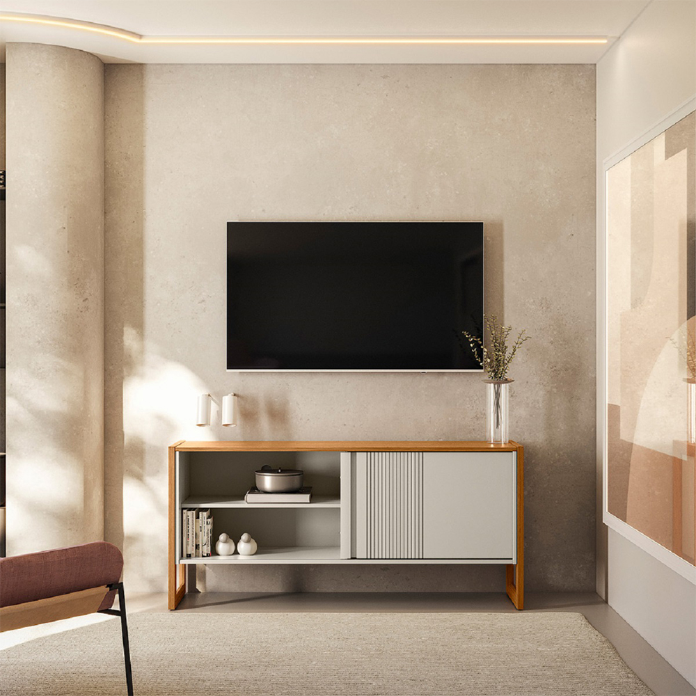 Rack para TV até 55" Gold Linea Brasil com 1 Porta de Correr