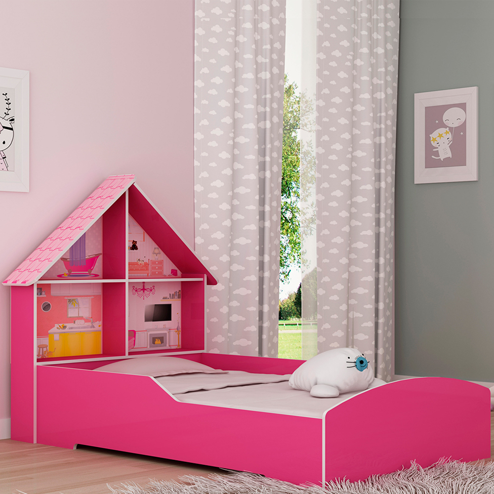 Mini-cama Infantil Casinha Gelius com Proteção Lateral e Cabeceira