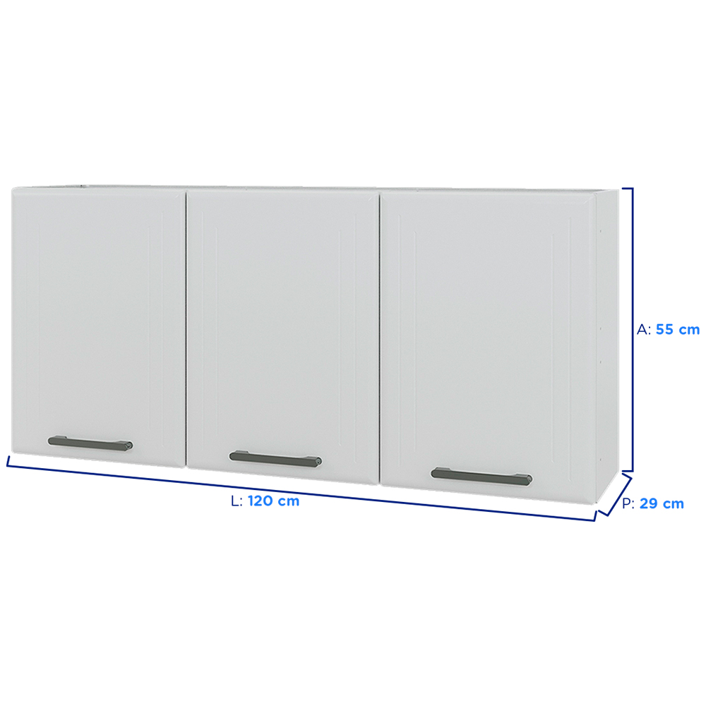 Armário Aéreo Telasul Liz 120cm 3 Portas em Aço — foto 3