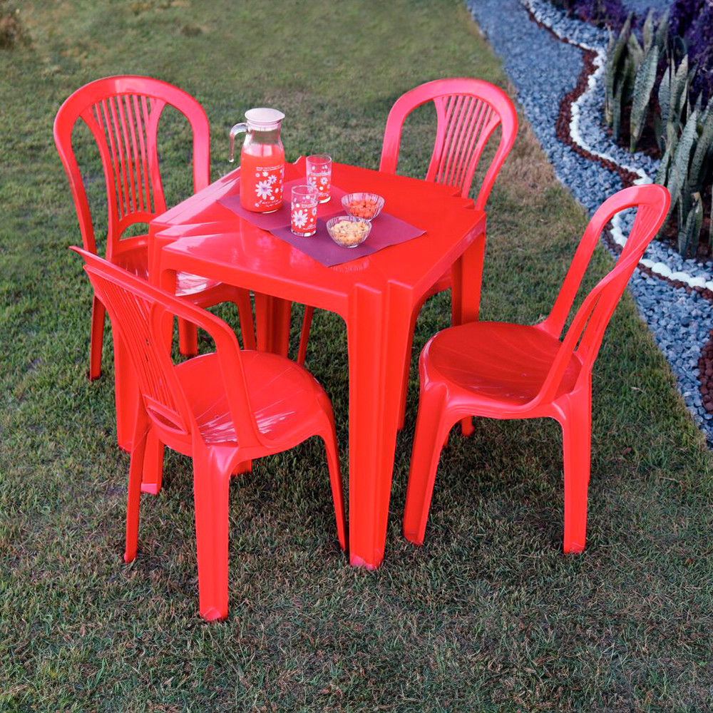 Conjunto de Mesa Tambaú e 4 Cadeiras Atalaia Plástico Tramontina