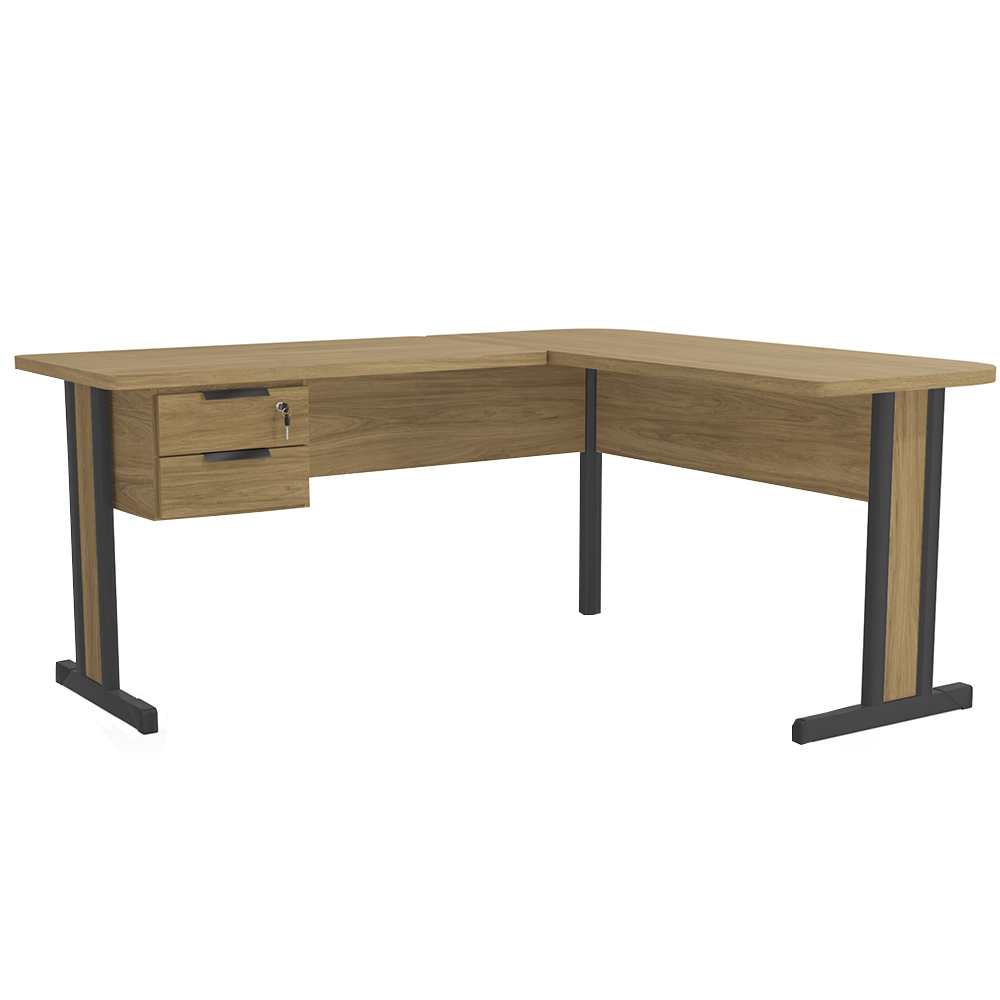 Mesa de Escritório Kappesberg Versatile 2 Gavetas MDP Formato em L