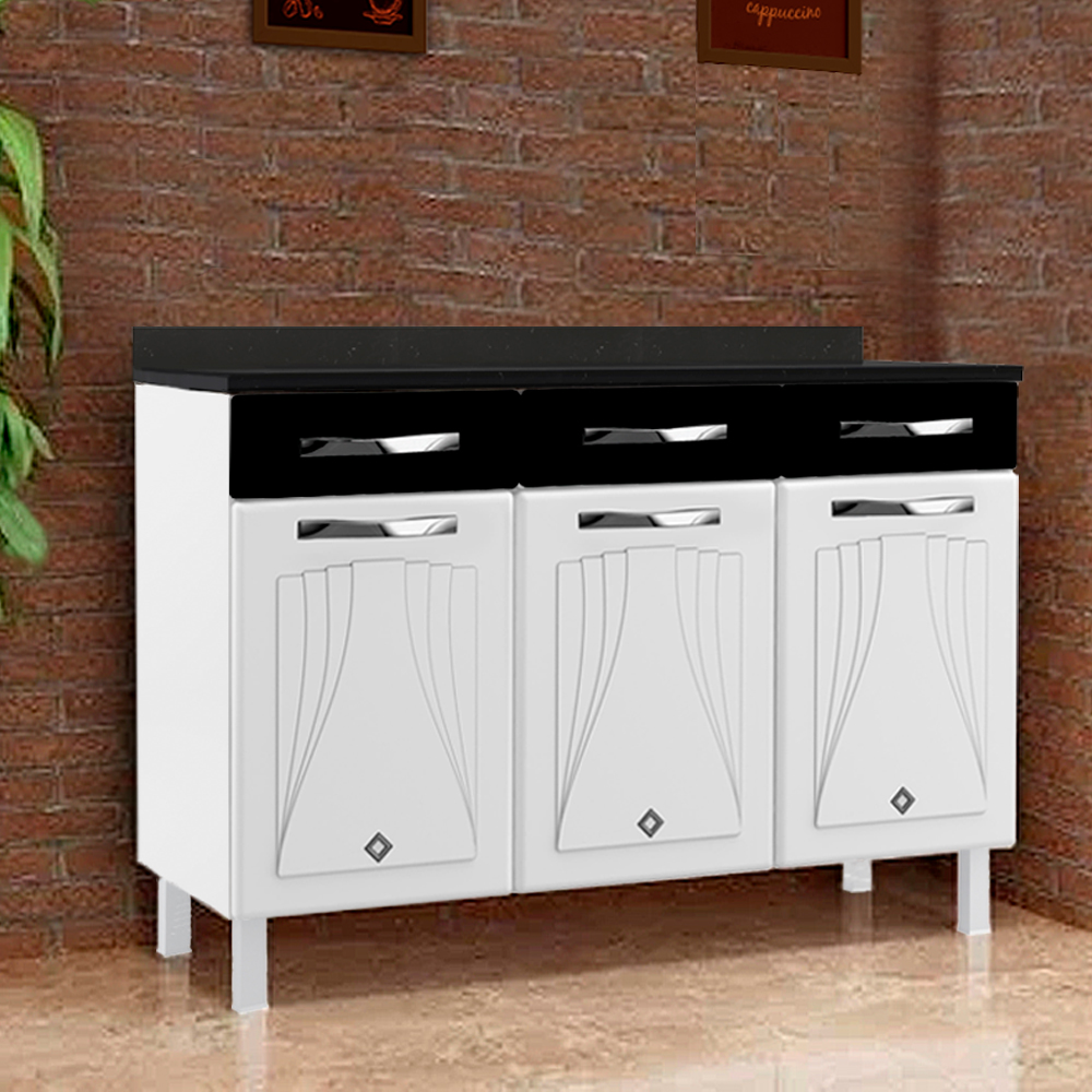 Balcão Star Telasul 3 Portas 2 Gavetas 120cm em Aço