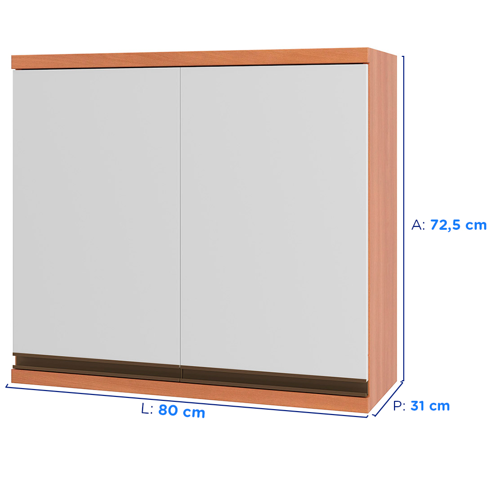 Armário Aéreo Telasul Macadamia 80cm 2 Portas MDP — foto 3