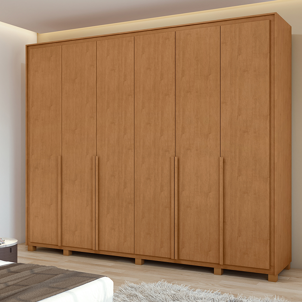 Guarda-Roupa Casal 6 Portas Bater 8 Gavetas MDF Lopas Imperatore