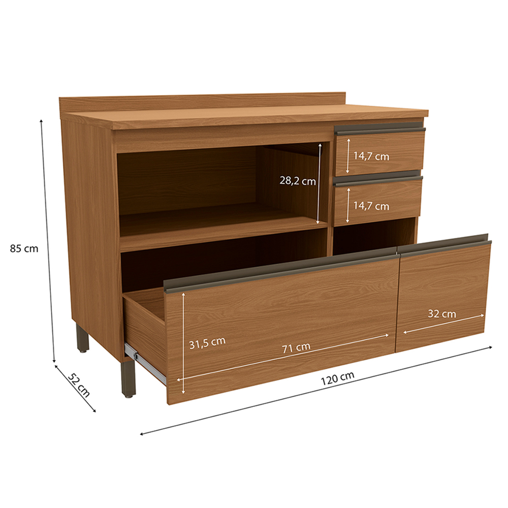 Balcão Kappesberg Maxxi 120cm com Tampo e 4 Gavetas — foto 3