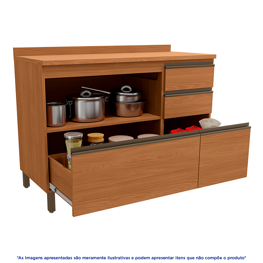 Balcão Kappesberg Maxxi 120cm com Tampo e 4 Gavetas — foto 4