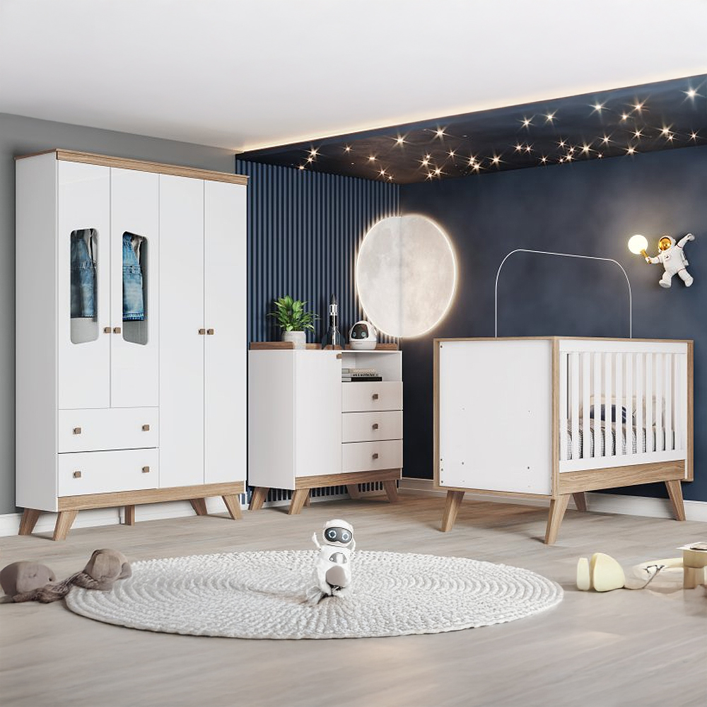 Quarto Infantil 3 Peças Henn Confete MDP MDF